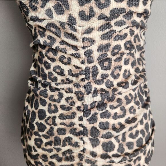 Ruched mini dress | Animal Print Ruched Dress | Ribbed Ruched Dress - Picture 2 of 7